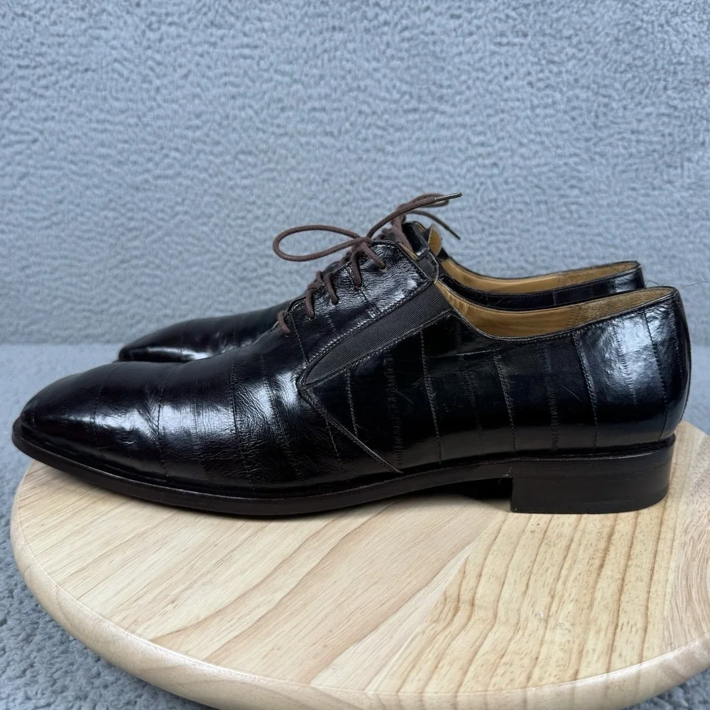 Mezlan Platinum Dress Shoes Mens 13 M Brown Caspeo Oxford Square Toe Eel‎ Skin